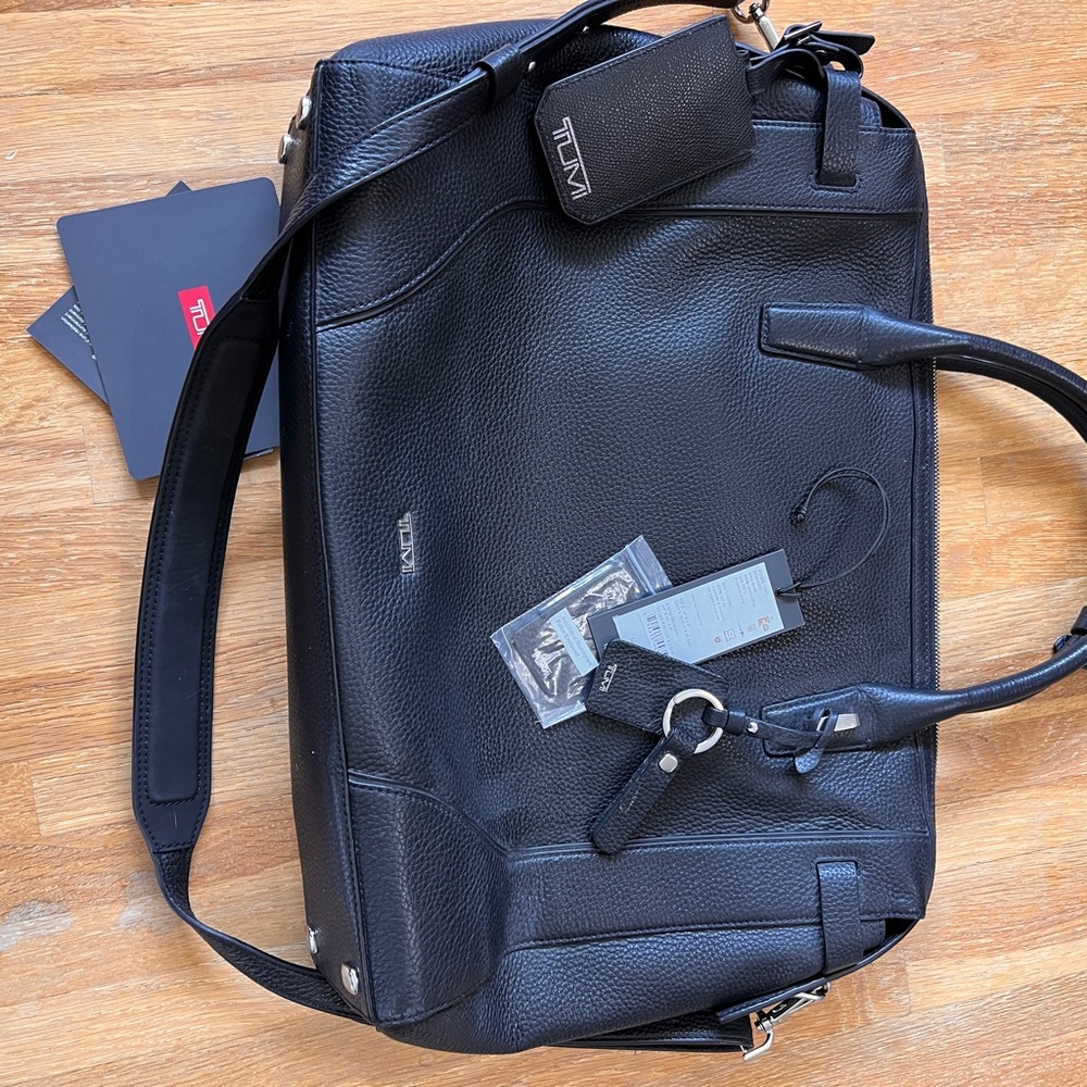Tumi Irina Brief Stanton Black Laptop Briefcase like new w silver accents.